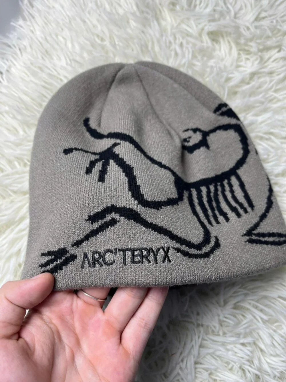 Arc Taupe Bird Graphic Knit Beanie Unisex Winter Hat